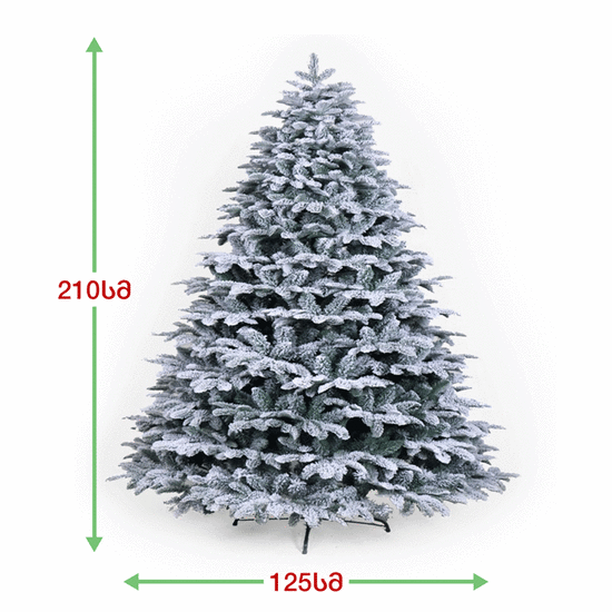 დათოვლილი ბუნებრივის მსგავსი საახალწლო ნაძვის ხე სილიკონის წიწვებით B210 სმ (120*40*42)iMart.ge