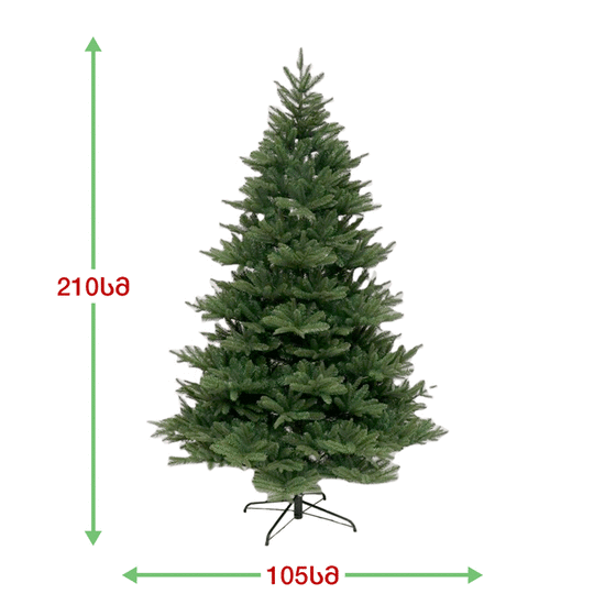 ბუნებრივის მსგავსი საახალწლო ნაძვის ხე სილიკონის წიწვებით D210 სმ (120*30*32)iMart.ge