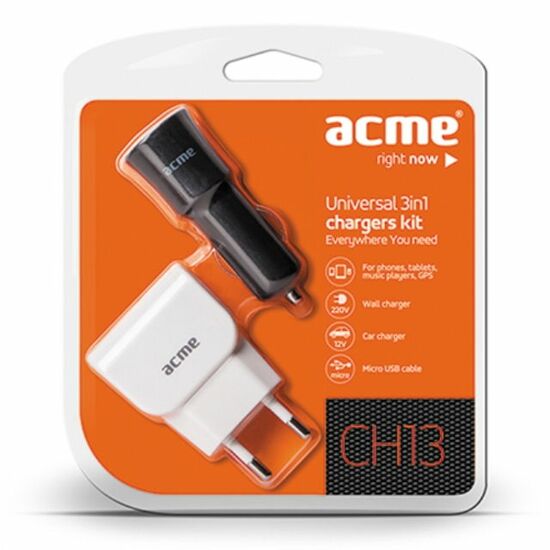 დამტენი Acme CH13 Smartphone and Tablet 3in1 charger kit USB type A, 5 ViMart.ge